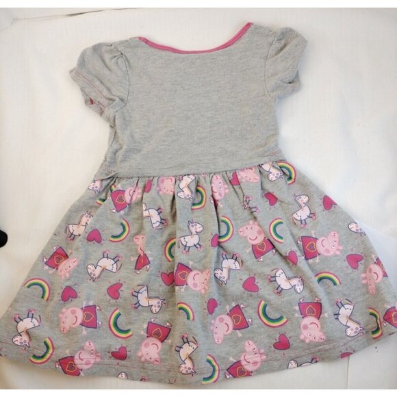 Peppa Pig It's Magic Unicorn & Rainbow Dress 2T Gray & Pink - Picture 5 of 6